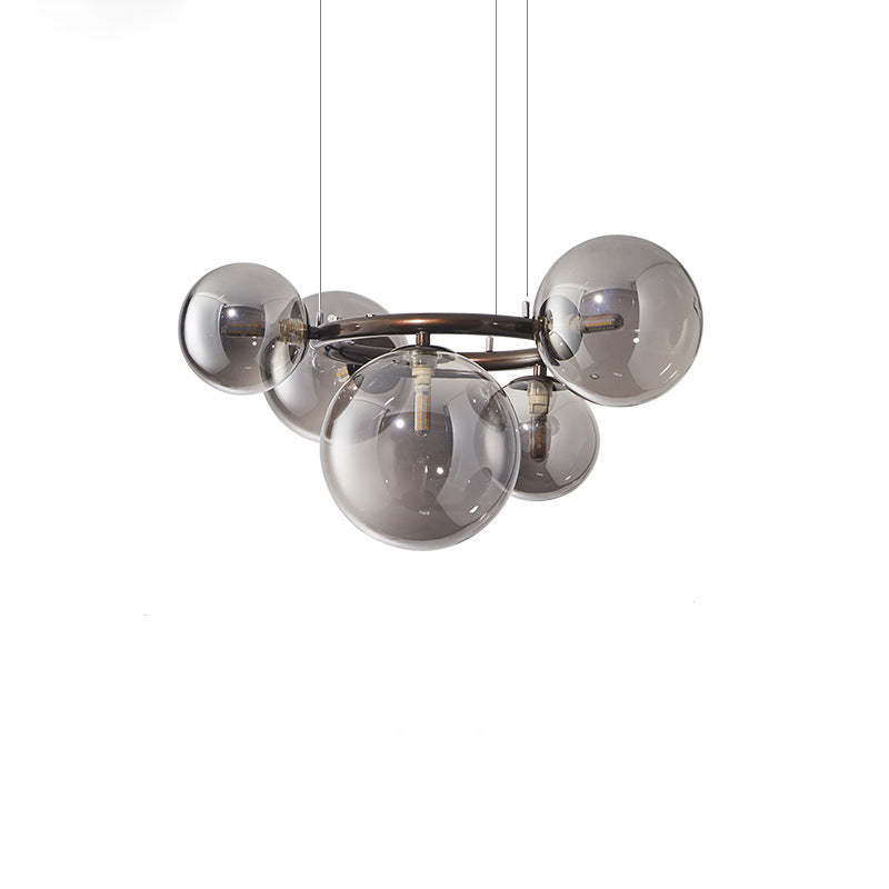 Scandinavian Glass Iron Round Orb Chandelier