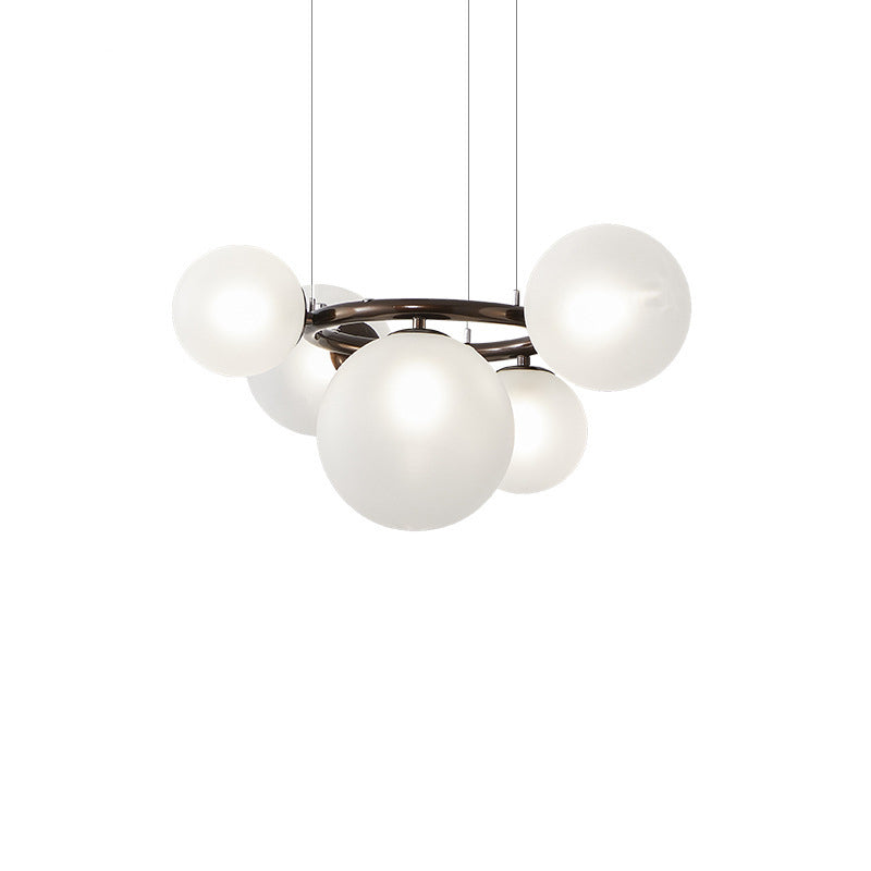 Scandinavian Glass Iron Round Orb Chandelier