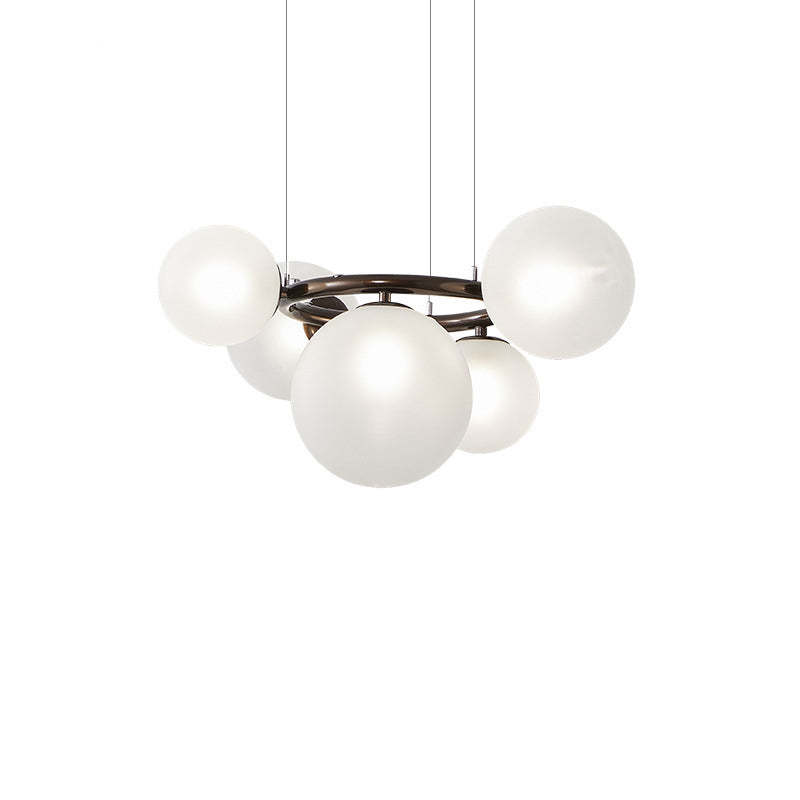 Scandinavian Glass Iron Round Orb Chandelier