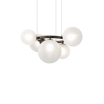 Scandinavian Glass Iron Round Orb Chandelier