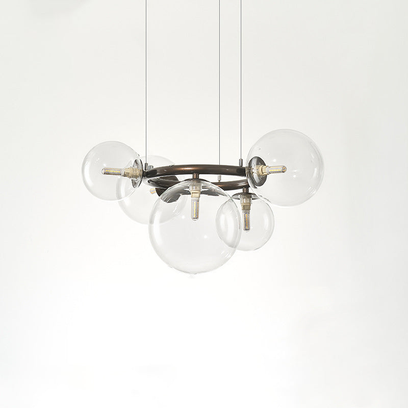 Scandinavian Glass Iron Round Orb Chandelier — 9 / Cream White / 110V-120V For US/CA