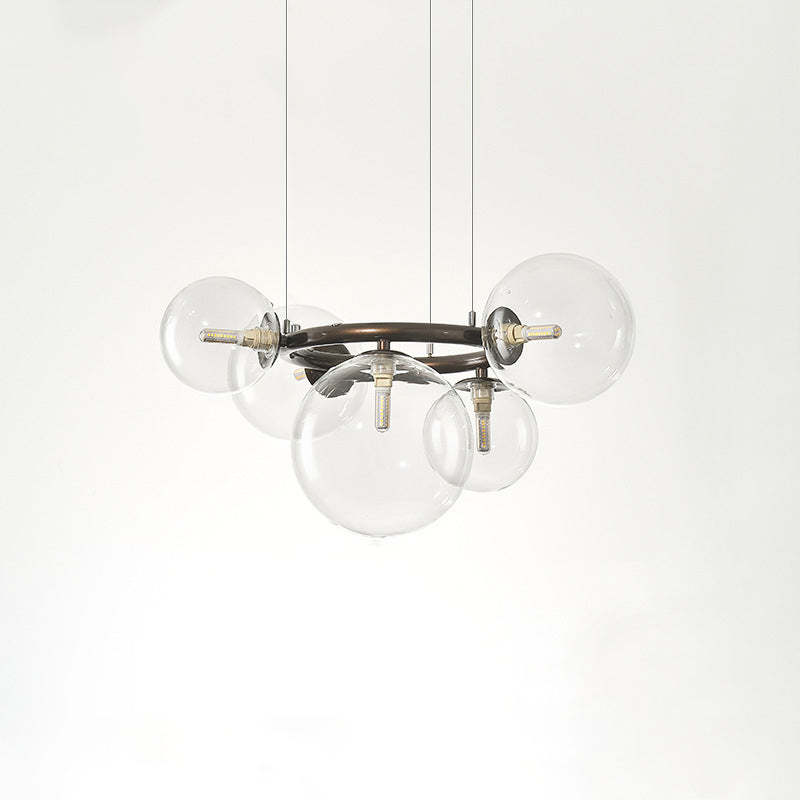 Scandinavian Glass Iron Round Orb Chandelier — 9 / Cream White / 110V-120V For US/CA