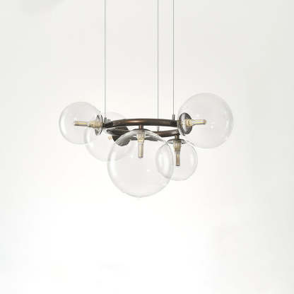 Scandinavian Glass Iron Round Orb Chandelier — 9 / Cream White / 110V-120V For US/CA