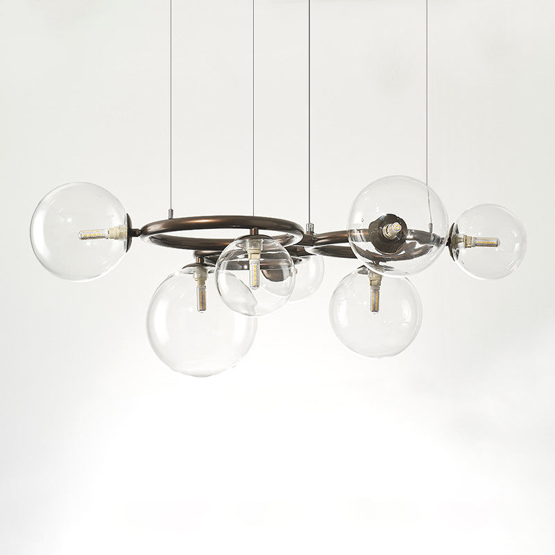 Scandinavian Glass Iron Round Orb Chandelier — 9 / Cream White / 220V-240V For UK/AU