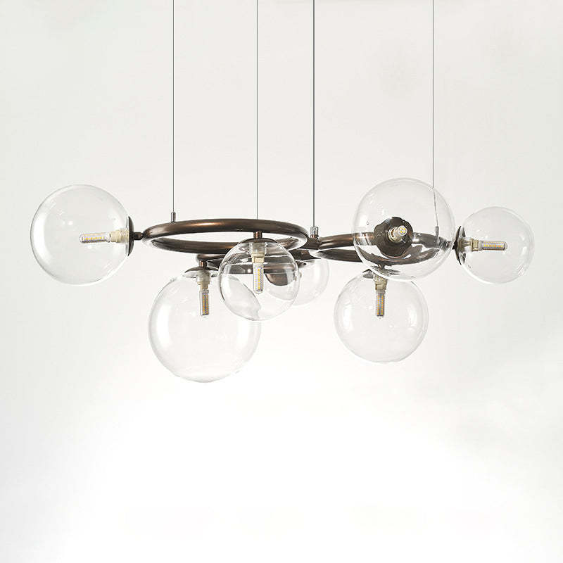 Scandinavian Glass Iron Round Orb Chandelier — 9 / Cream White / 220V-240V For UK/AU