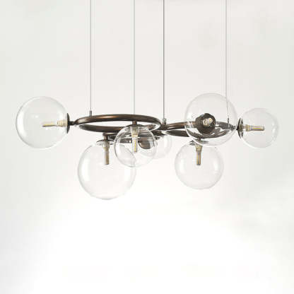 Scandinavian Glass Iron Round Orb Chandelier — 9 / Cream White / 220V-240V For UK/AU