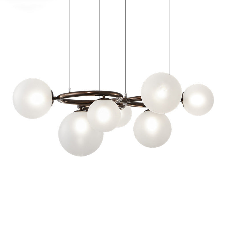Scandinavian Glass Iron Round Orb Chandelier