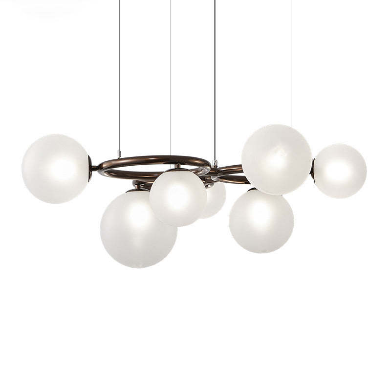 Scandinavian Glass Iron Round Orb Chandelier