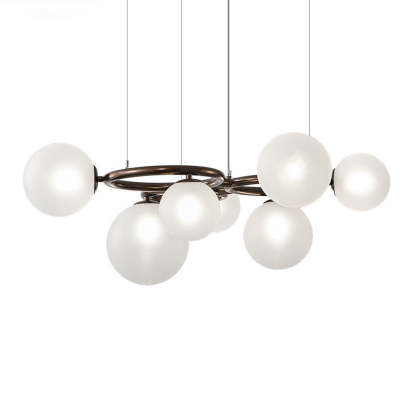 Scandinavian Glass Iron Round Orb Chandelier
