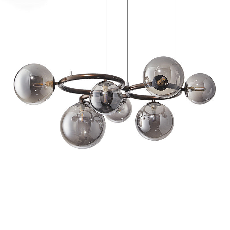 Scandinavian Glass Iron Round Orb Chandelier