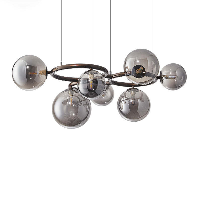 Scandinavian Glass Iron Round Orb Chandelier