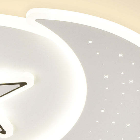 Acrylic Iron Astronaut Bear Star LED Flush Ceiling Light