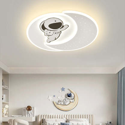 Acrylic Iron Astronaut Bear Star LED Flush Ceiling Light