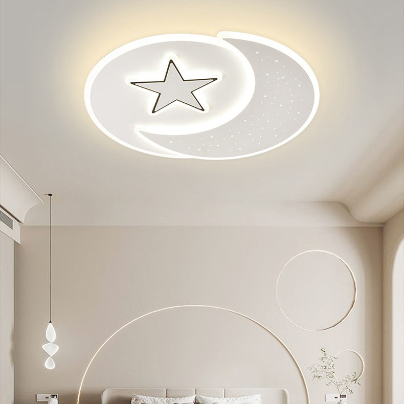 Acrylic Iron Astronaut Bear Star LED Flush Ceiling Light