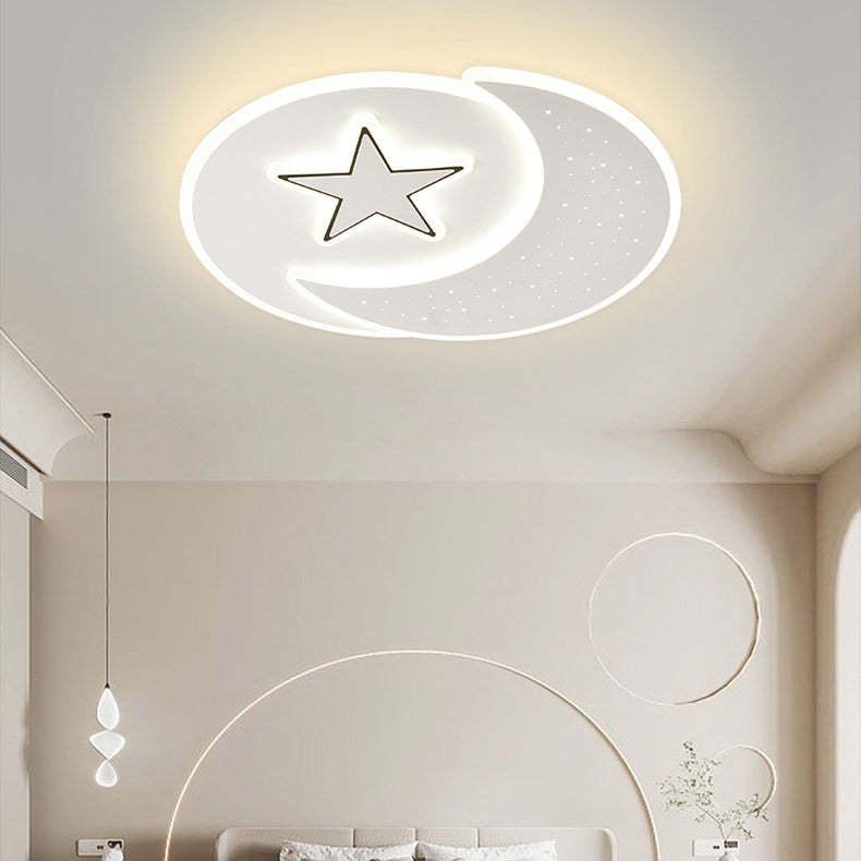 Acrylic Iron Astronaut Bear Star LED Flush Ceiling Light