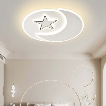 Acrylic Iron Astronaut Bear Star LED Flush Ceiling Light