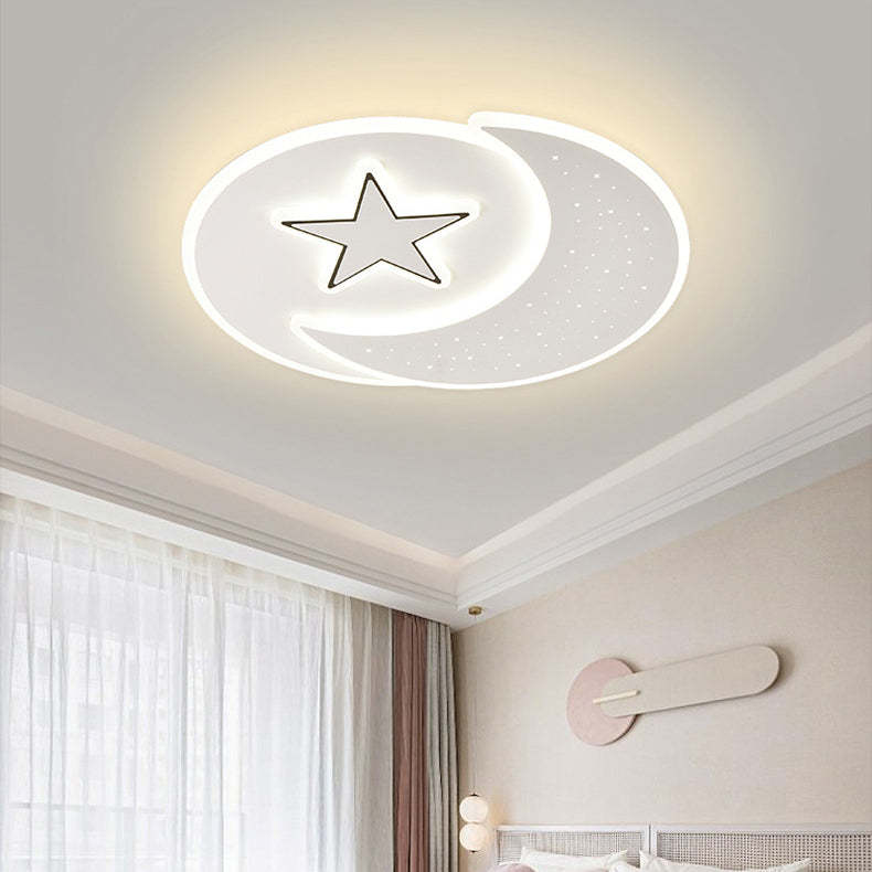 Acrylic Iron Astronaut Bear Star LED Flush Ceiling Light