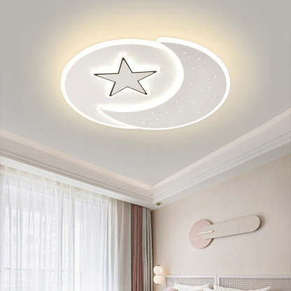 Acrylic Iron Astronaut Bear Star LED Flush Ceiling Light