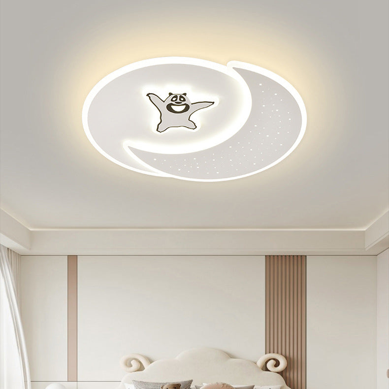 Acrylic Iron Astronaut Bear Star LED Flush Ceiling Light