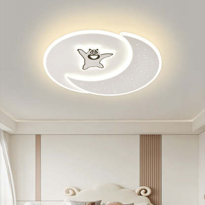 Acrylic Iron Astronaut Bear Star LED Flush Ceiling Light