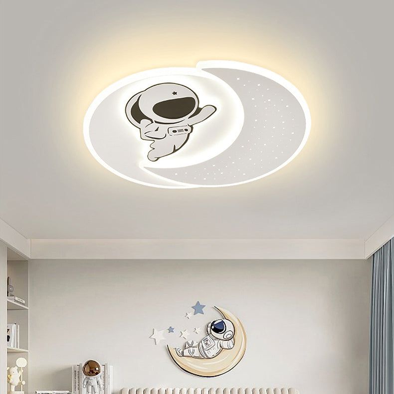 Acrylic Iron Astronaut Bear Star LED Flush Ceiling Light