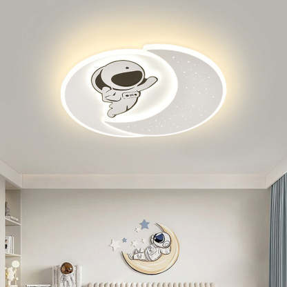 Acrylic Iron Astronaut Bear Star LED Flush Ceiling Light