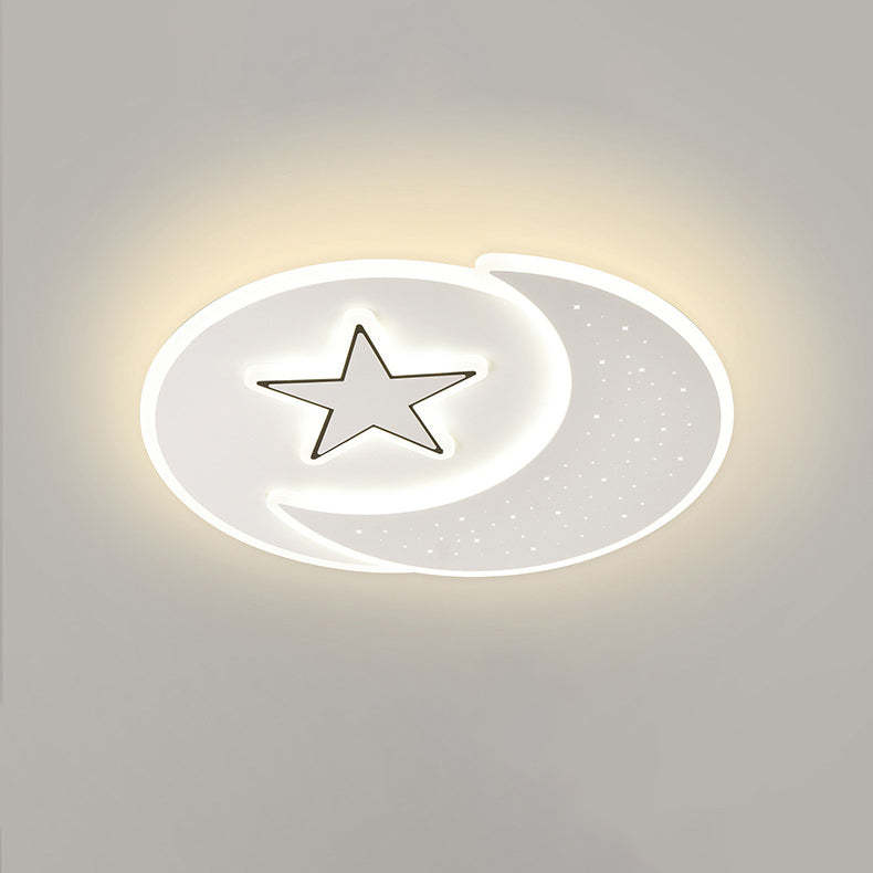 Acrylic Iron Astronaut Bear Star LED Flush Ceiling Light