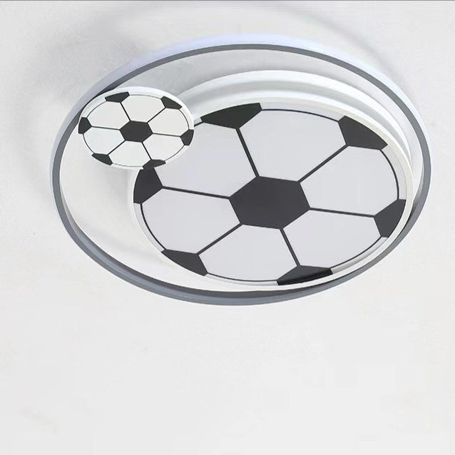 Kids Acrylic Iron Soccer Round LED Flush Ceiling Light