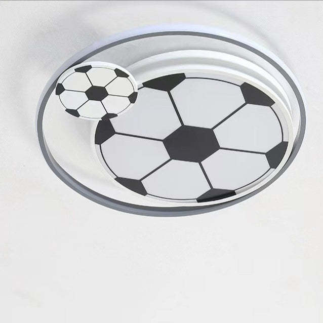 Kids Acrylic Iron Soccer Round LED Flush Ceiling Light