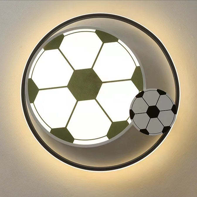 Kids Acrylic Iron Soccer Round LED Flush Ceiling Light