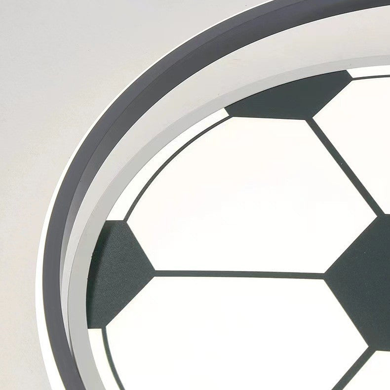 Kids Acrylic Iron Soccer Round LED Flush Ceiling Light