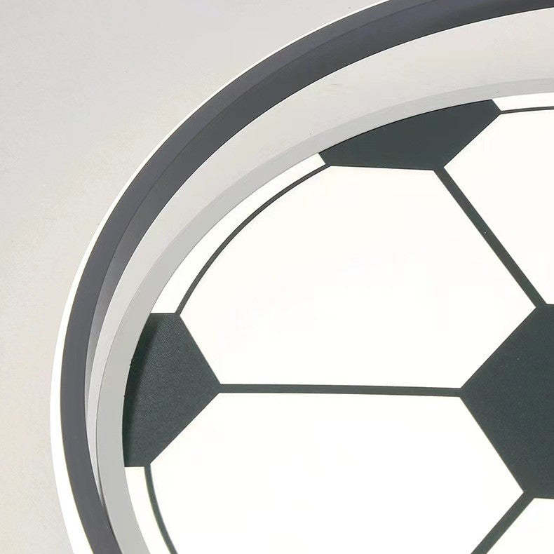Kids Acrylic Iron Soccer Round LED Flush Ceiling Light