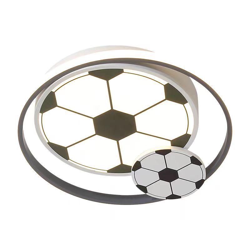 Kids Acrylic Iron Soccer Round LED Flush Ceiling Light