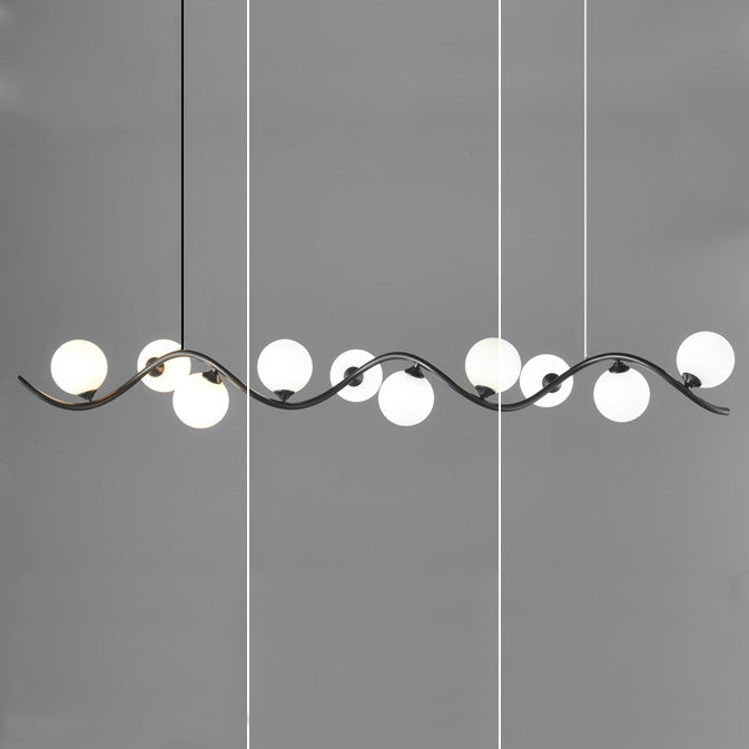 Glass Iron Curved Globe Island Chandelier