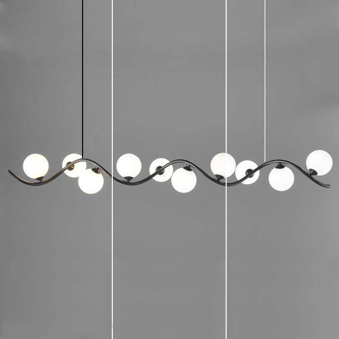 Glass Iron Curved Globe Island Chandelier