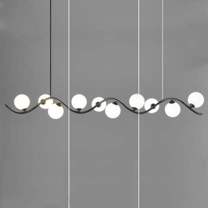 Glass Iron Curved Globe Island Chandelier