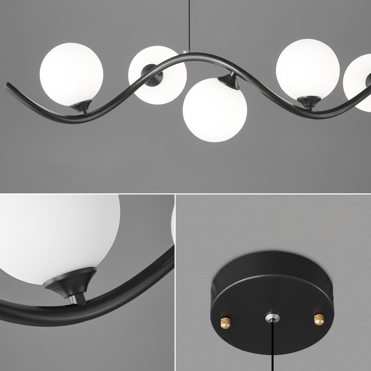 Glass Iron Curved Globe Island Chandelier