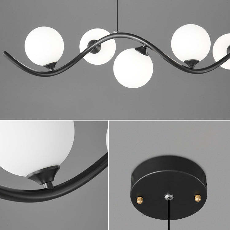 Glass Iron Curved Globe Island Chandelier