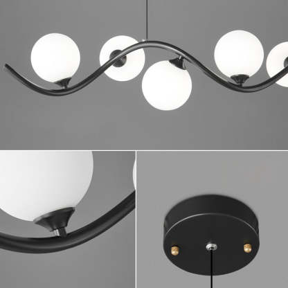 Glass Iron Curved Globe Island Chandelier