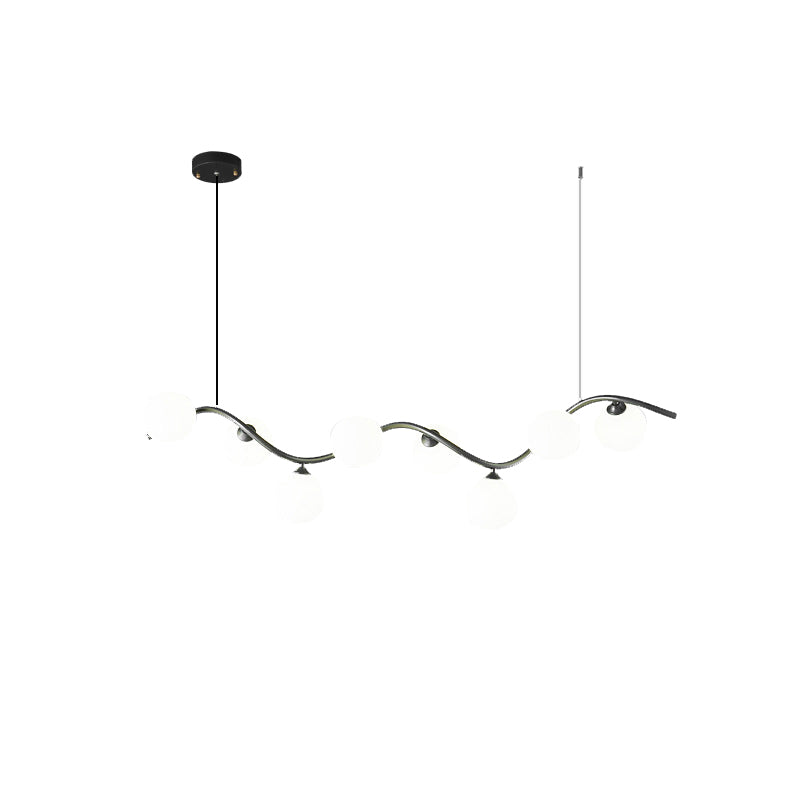 Glass Iron Curved Globe Island Chandelier