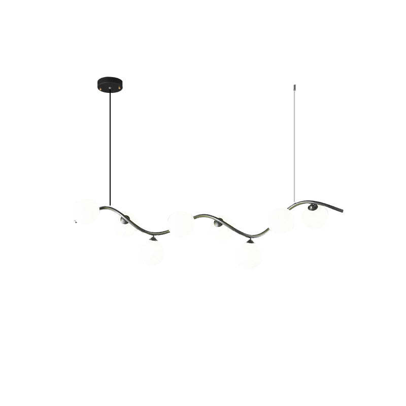 Glass Iron Curved Globe Island Chandelier