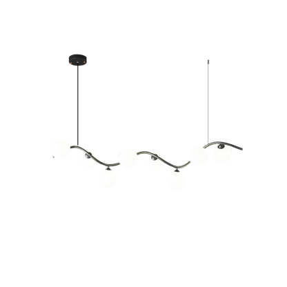 Glass Iron Curved Globe Island Chandelier
