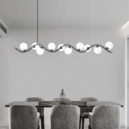 Glass Iron Curved Globe Island Chandelier