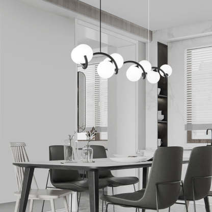 Glass Iron Curved Globe Island Chandelier