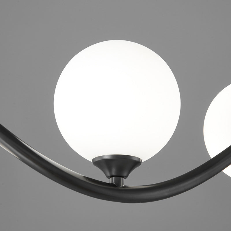 Glass Iron Curved Globe Island Chandelier
