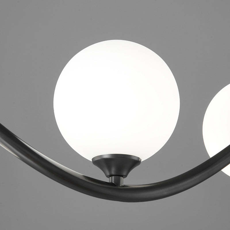 Glass Iron Curved Globe Island Chandelier