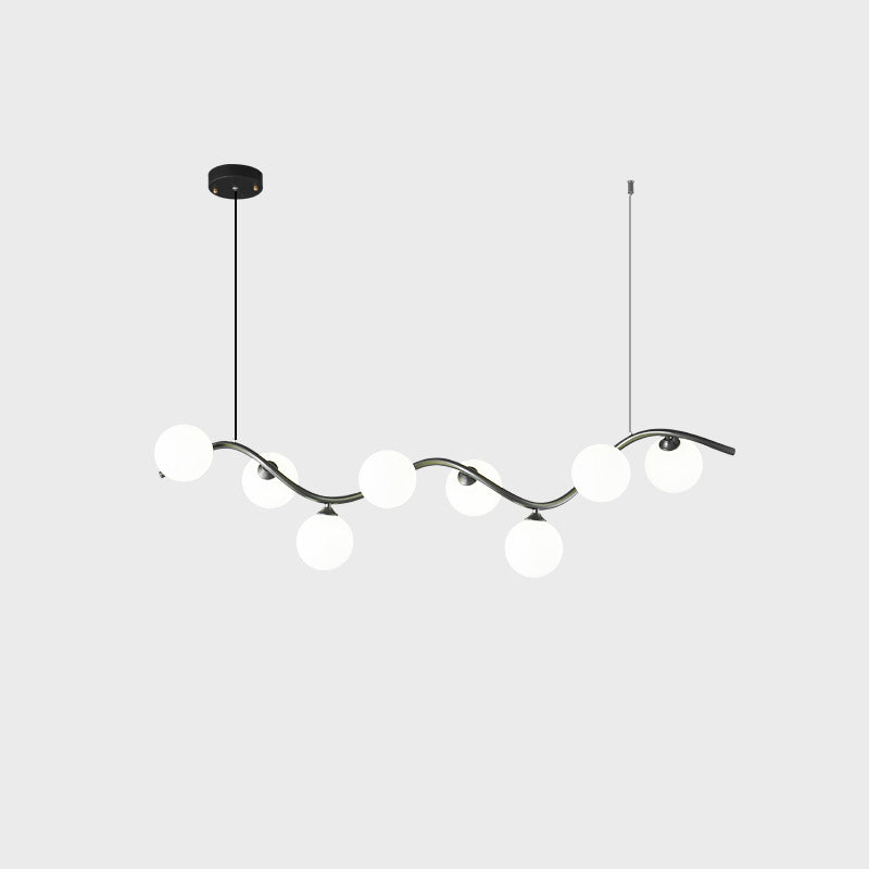 Glass Iron Curved Globe Island Chandelier