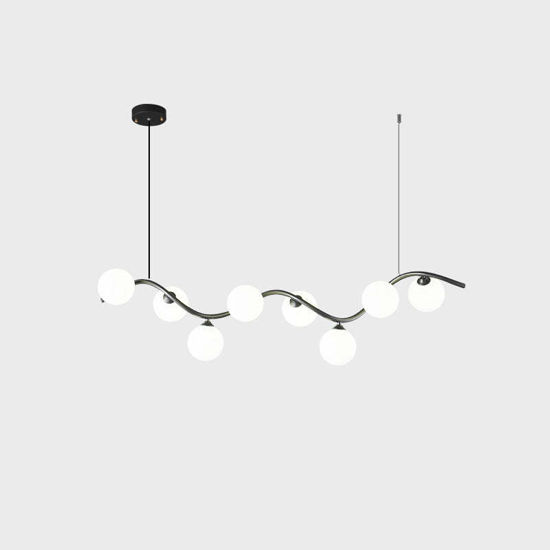 Glass Iron Curved Globe Island Chandelier