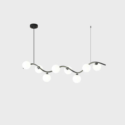 Glass Iron Curved Globe Island Chandelier