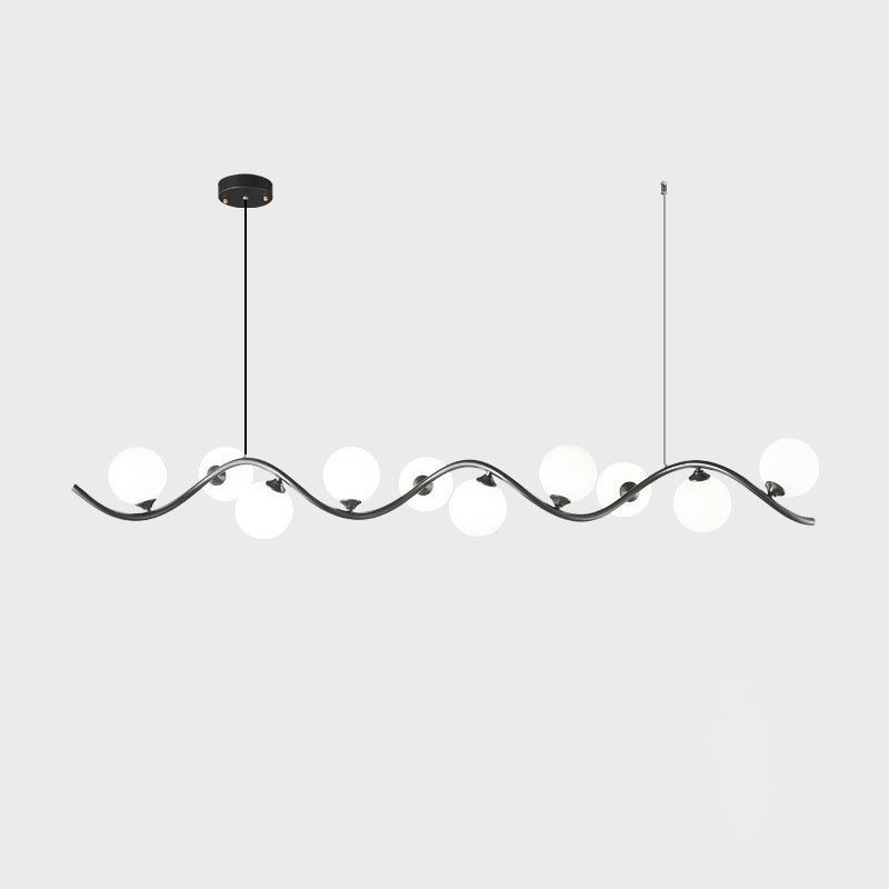 Glass Iron Curved Globe Island Chandelier